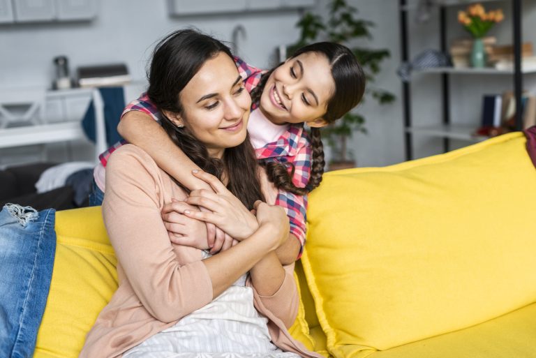 indian mother with daughter